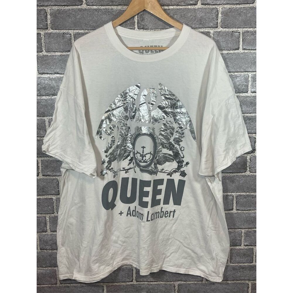 Queen + Adam Lambert Tour T-Shirt Big & Tall 3XL White Graphic Concert Tee